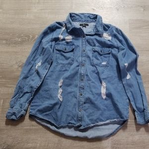 F21 denim button down.